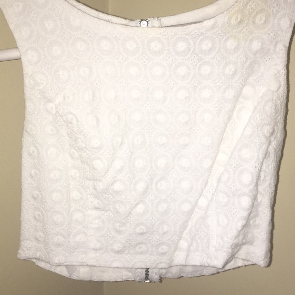 White eyelet crop top
